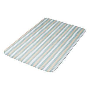 Alfombrilla De Baño Tiras azules, blancas y sonoras pasteles