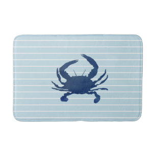 Alfombrilla De Baño Tiras de baño de rayas de cangrejo azul