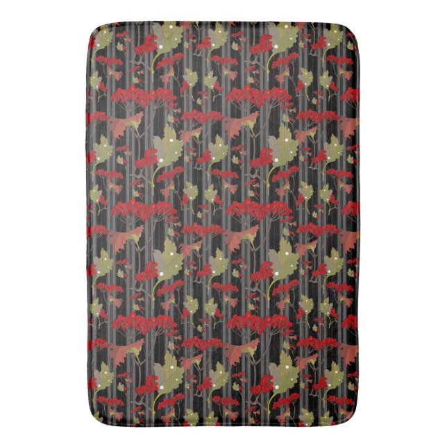 Alfombrilla De Baño Tiras de Berries Botánicas de Chokeberry Rojo (Frente vertical)