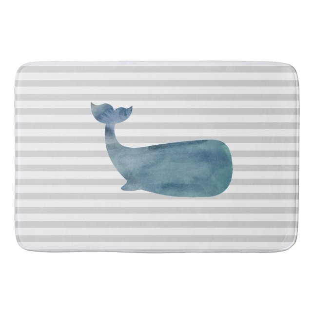 Alfombrilla De Baño Tiras de pintura de ballenas náuticas (Anverso)