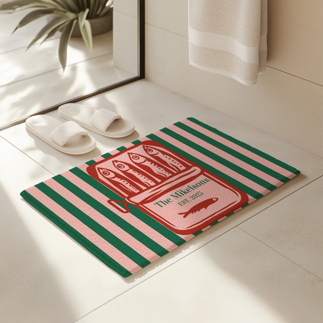 Alfombrilla De Baño Tiras de tinte de sardina retro de familia persona (Subido por el creador)