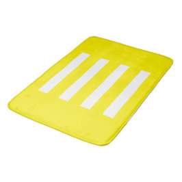 Alfombrilla De Baño Tiras en el medio. Amarillo brillante y blanco.