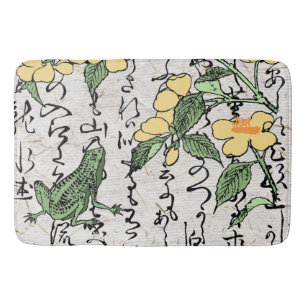 Alfombrilla De Baño Toad de rana botánica japonesa del siglo XVIII