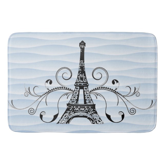 Alfombrilla De Baño Toalla azul Eiffel Flourish Bath Mat (Anverso)