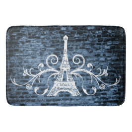 Alfombrilla De Baño Toalla Azul Eiffel Grunge Bath Mat