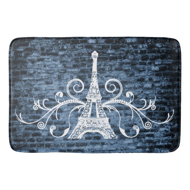 Alfombrilla De Baño Toalla Azul Eiffel Grunge Bath Mat (Anverso)