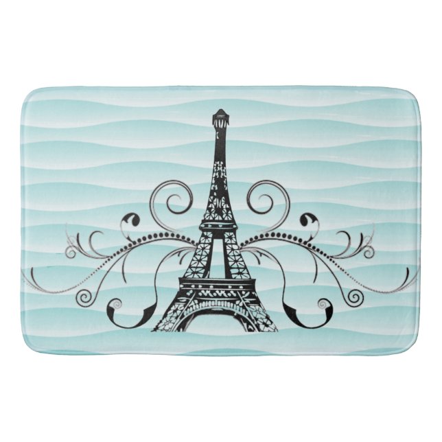 Alfombrilla De Baño Toalla verde azulada Eiffel Flourish Bath Mat (Anverso)