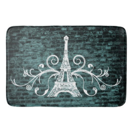 Alfombrilla De Baño Toalla verde azulada Eiffel Grunge Bath Mat