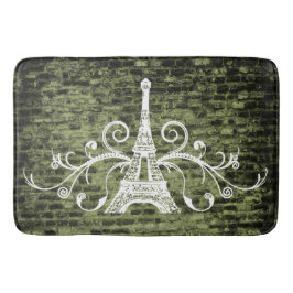 Alfombrilla De Baño Toalla verde Eiffel Grunge Bath Mat