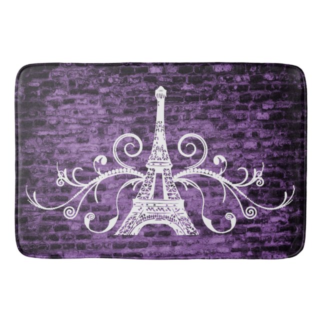 Alfombrilla De Baño Toalla violeta Eiffel Grunge Bath Mat (Anverso)