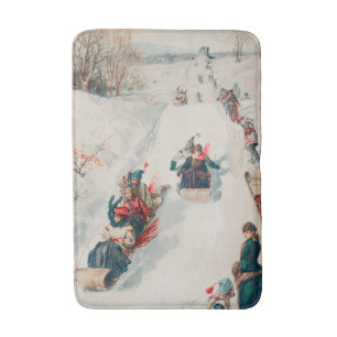 Alfombrilla De Baño "Tobogganing", Cromolitografía, Louis Prang & Co.