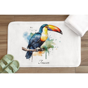 Alfombrilla De Baño tocan colorido sentado en una rama