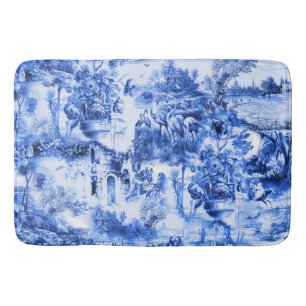 Alfombrilla De Baño Toile Chinoiserie, sauce azul, china azul