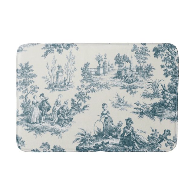 Alfombrilla De Baño Toile de jouy sage verde elegante (Anverso)