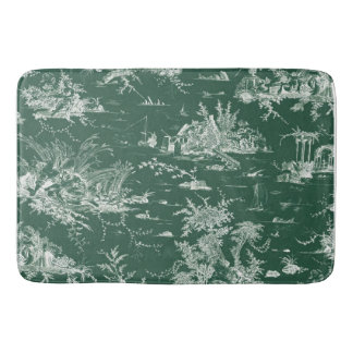 Alfombrilla De Baño Toile de Jouy verte
