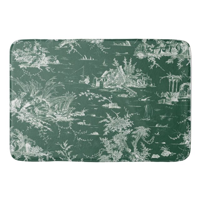 Alfombrilla De Baño Toile de Jouy verte (Anverso)