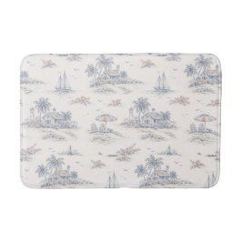 Alfombrilla De Baño Toile Francés Costero Azul