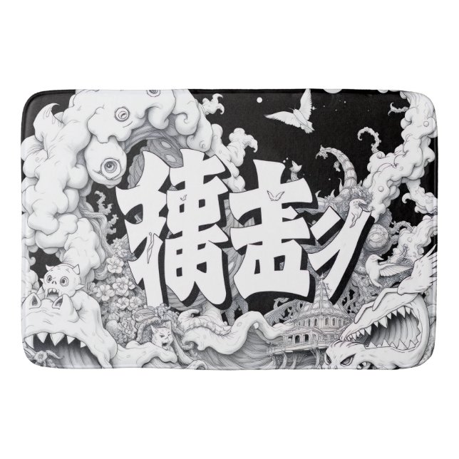 Alfombrilla De Baño Tokio Blanco y Negro (Anverso)