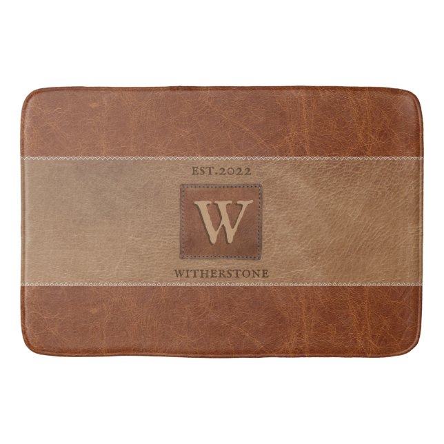 Alfombrilla De Baño Tono de cuero Stripe Chestnut Brown (Anverso)