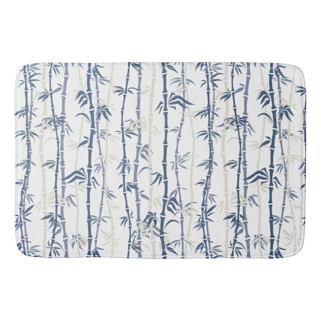 Alfombrilla De Baño Tonos de Bathmat del patrón de bambú azul (Anverso)