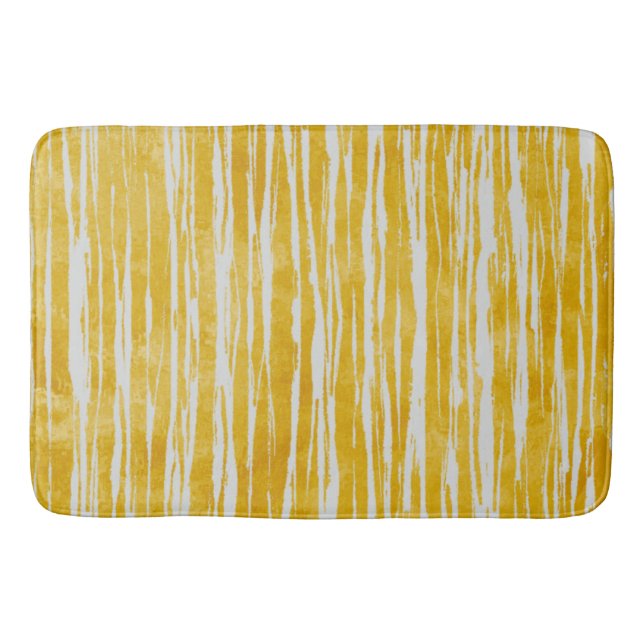 Alfombrilla De Baño Tonos de patrón rayado blanco y amarillo (Anverso)