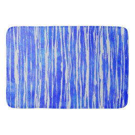 Alfombrilla De Baño Tonos de patrón rayado blanco y azul