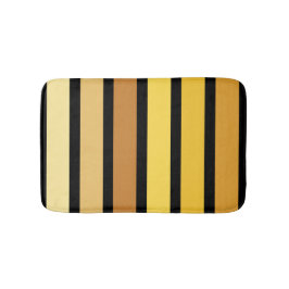 Alfombrilla De Baño Tonos De Rayas Amarillas Doradas Sobre Negro