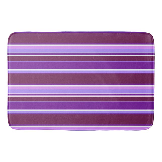 Alfombrilla De Baño Tonos de rayas violetas (Anverso)