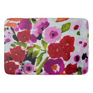 Alfombrilla De Baño Toque de Color Intenso Flores Acuarela Inky