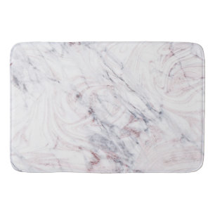 Alfombrilla De Baño Toque de Rosa Mármol Gris Remolino Chic Moderno
