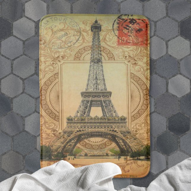 Alfombrilla De Baño torre de eiffel de parís de época francesa moderna (french country modern vintage paris eiffel tower bath mat)