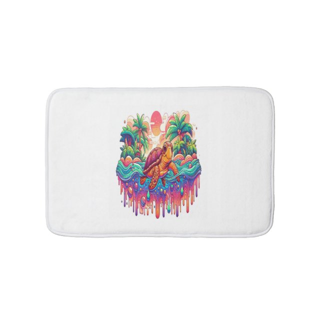 Alfombrilla De Baño Tortuga flota en un jardín líquido. (Anverso)