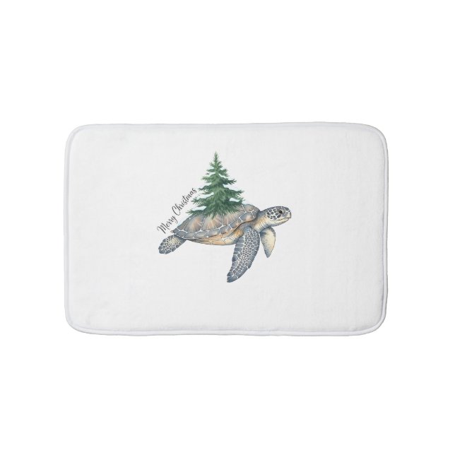 Alfombrilla De Baño Tortuga marina navideña (Anverso)