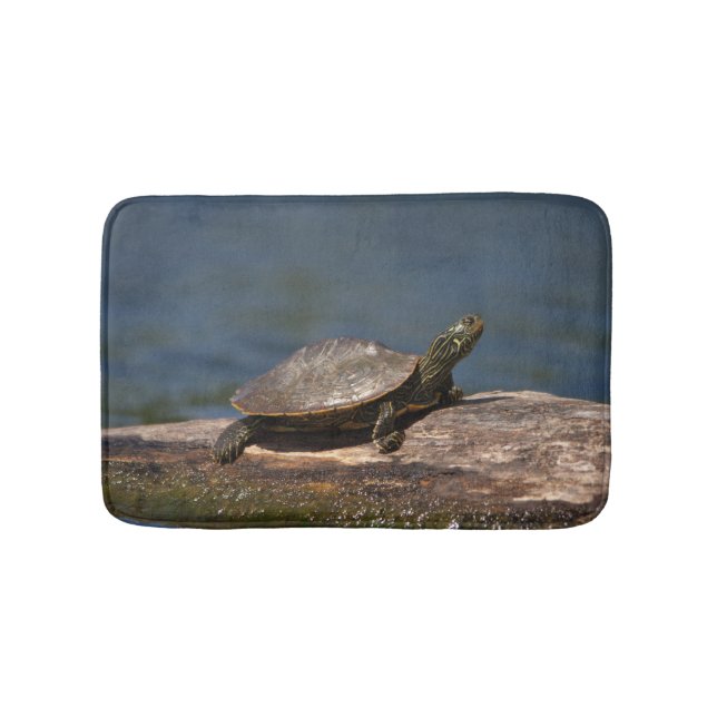 Alfombrilla De Baño Tortuga pintada en un tronco (Anverso)