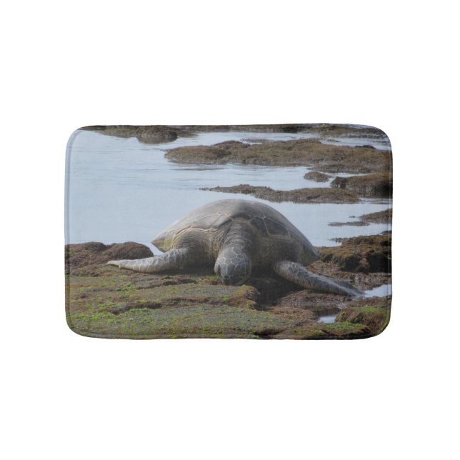Alfombrilla De Baño Tortuga que descansa sobre las rocas (Anverso)