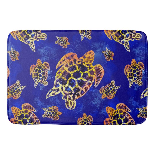 Alfombrilla De Baño Tortugas marinas: arte africano de batik (Anverso)