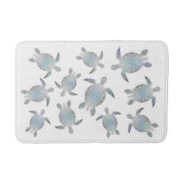 Alfombrilla De Baño Tortugas Marinas Plateadas Blancas
