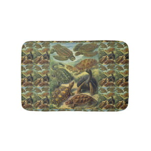 Alfombrilla De Baño Tortugas terrestres y tortugas marinas vintage de 