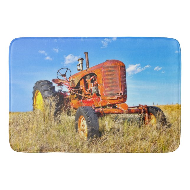 Alfombrilla De Baño Tractor del naranja de la antigüedad de la estera (Anverso)