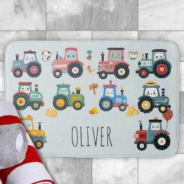 Alfombrilla De Baño Tractores de bebé pequeños en una granja