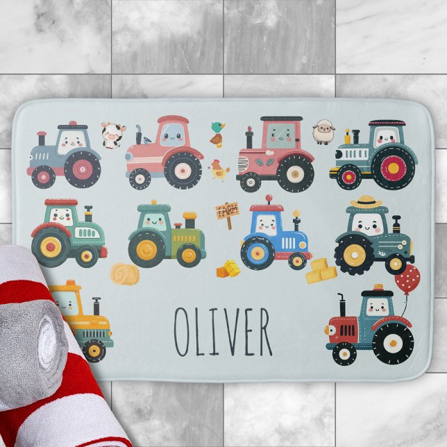 Alfombrilla De Baño Tractores de bebé pequeños en una granja (Subido por el creador)