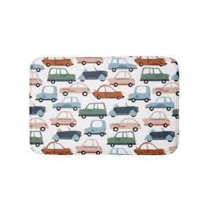 Alfombrilla De Baño Trama de coche y camión retro colorido para niño