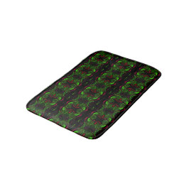 Alfombrilla De Baño Trazos rojos curvos reflejados sobre fondo verde