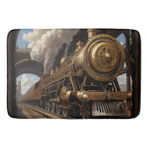Alfombrilla De Baño Tren Steampunk y puente victoriano