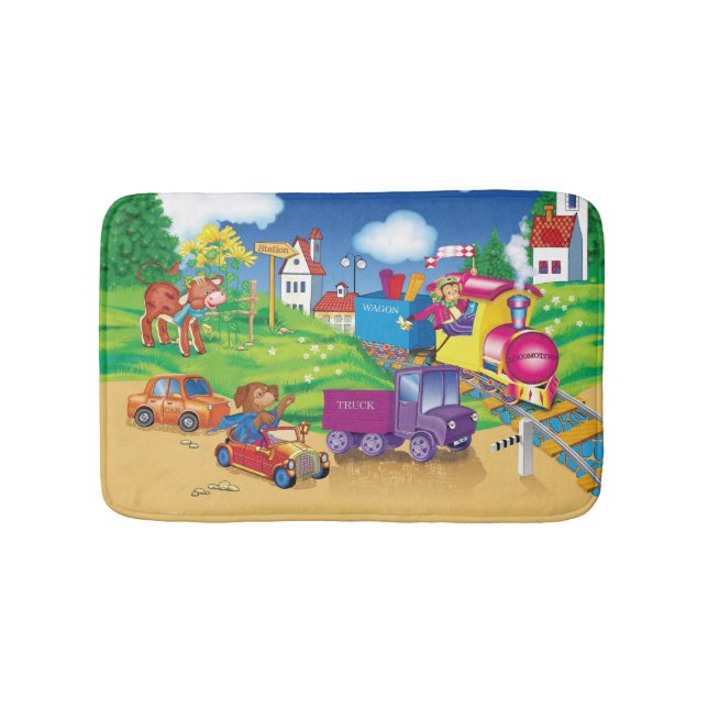 Alfombrilla De Baño tren y coche (Anverso)