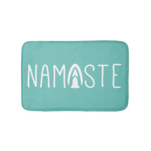 Alfombrilla De Baño Trendy Namaste Yoga Verde y Blanco