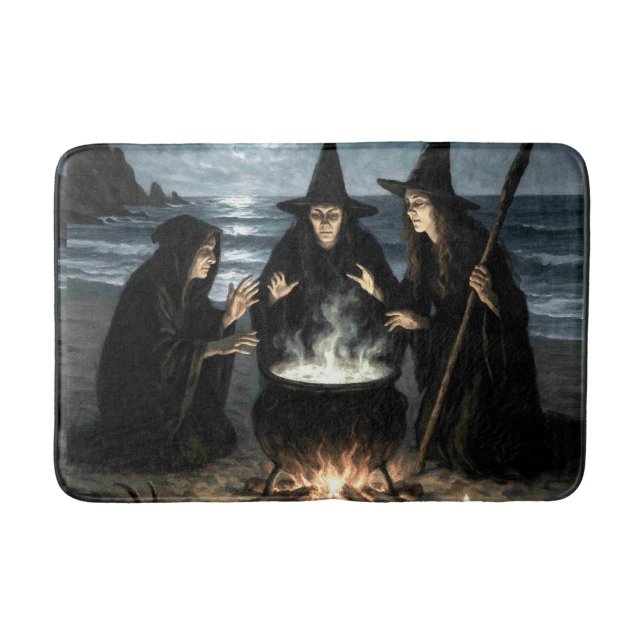 Alfombrilla De Baño Tres brujas producen Cauldron Full Moon Beach (Anverso)