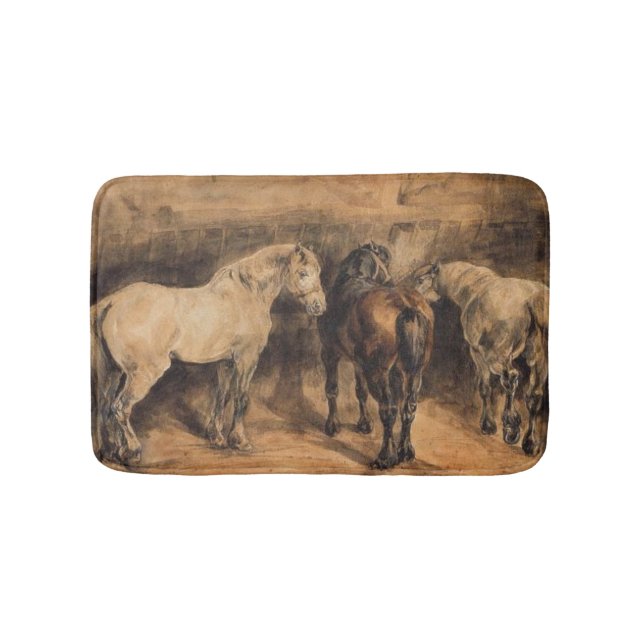 Alfombrilla De Baño Tres caballos en su establo (Anverso)