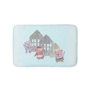 Alfombrilla De Baño Tres Cerditos con sus casas