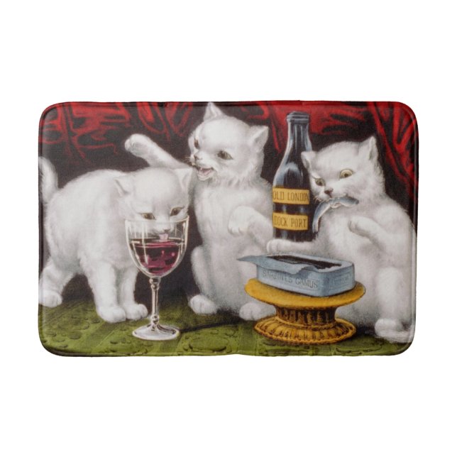 Alfombrilla De Baño Tres gatitos alegres en el festín (Anverso)